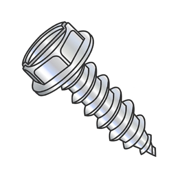 Usa Industrials Self-Drilling Screw, #6-18 x 2", Zinc Plated Steel Flange Hex Head Slotted Drive BULK-SCRW-16340 - main